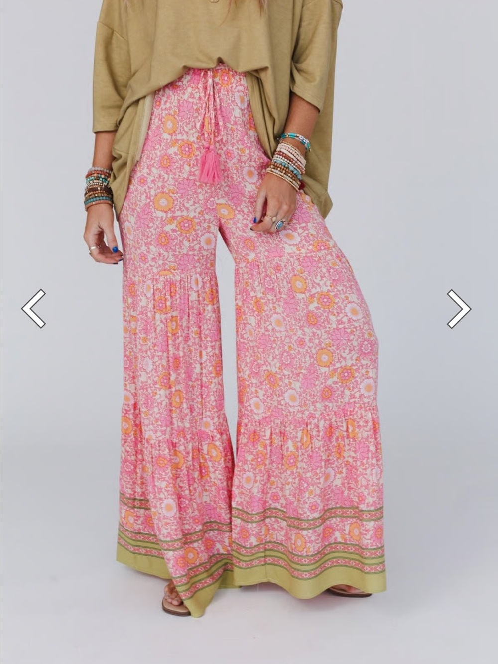 Boho Wide-Leg Floral Palazzo Pants